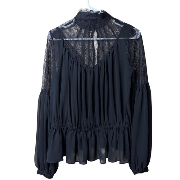 Express Sheer Black Lace Long Sleeve Top - Size Small - Picture 5 of 5